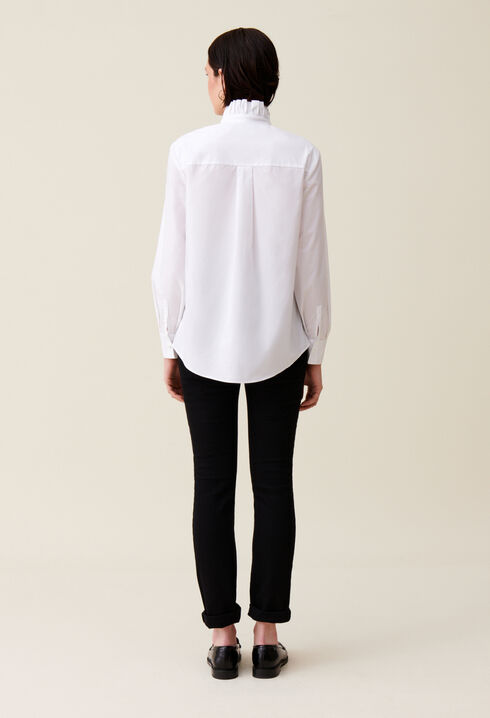 Hemdbluse Rüschenkragen weiß