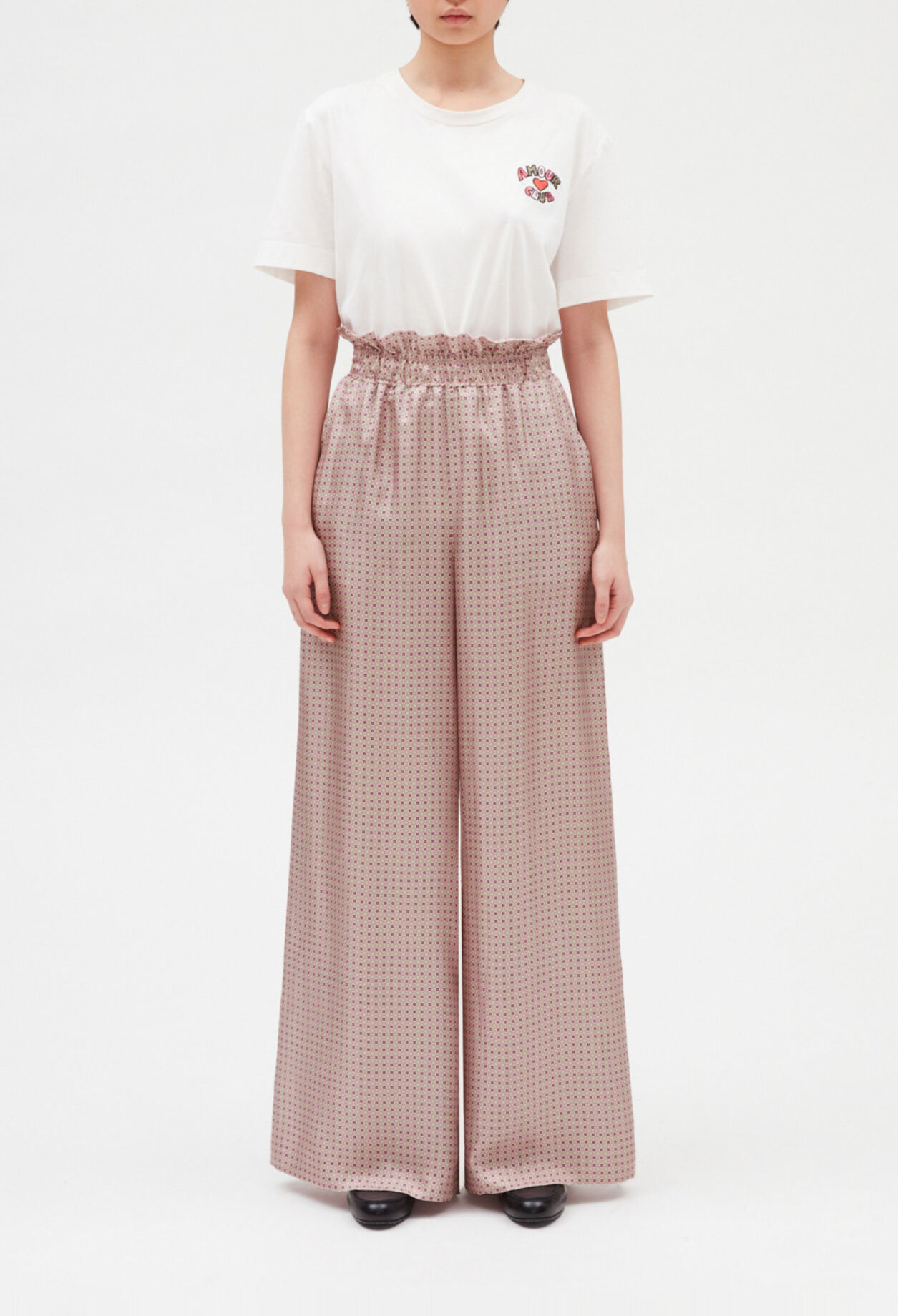 Weite Seidenhose, rosa