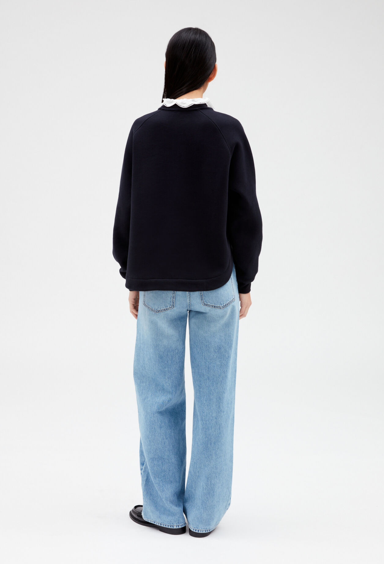 Sweatshirt abnehmbarem Kragen marine