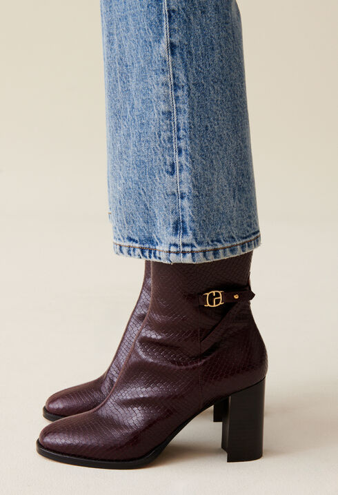 Lackleder-Stiefeletten, Schlangenoptik