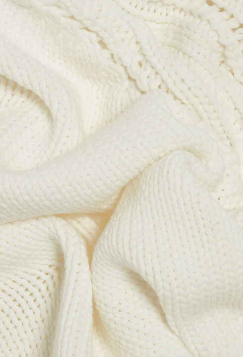 Kurzes, asymmetrisches Strickkleid Ecru