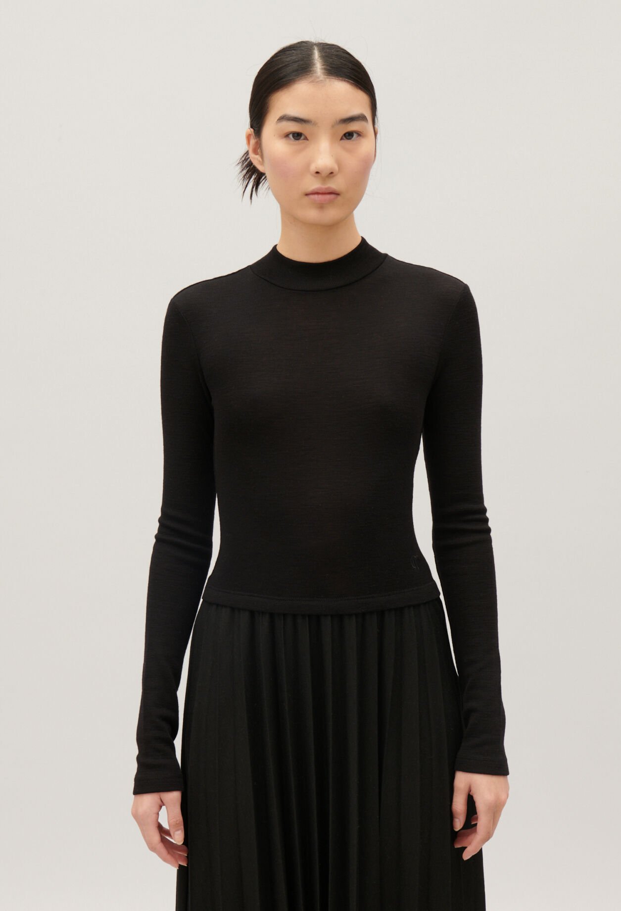 Twistkleid plissierter Strick Schwarz