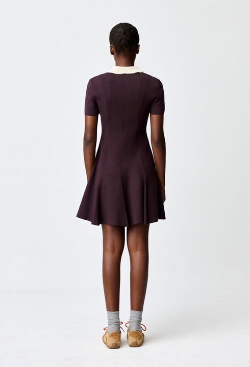 Strick-Skaterkleid, Kontrastkragen