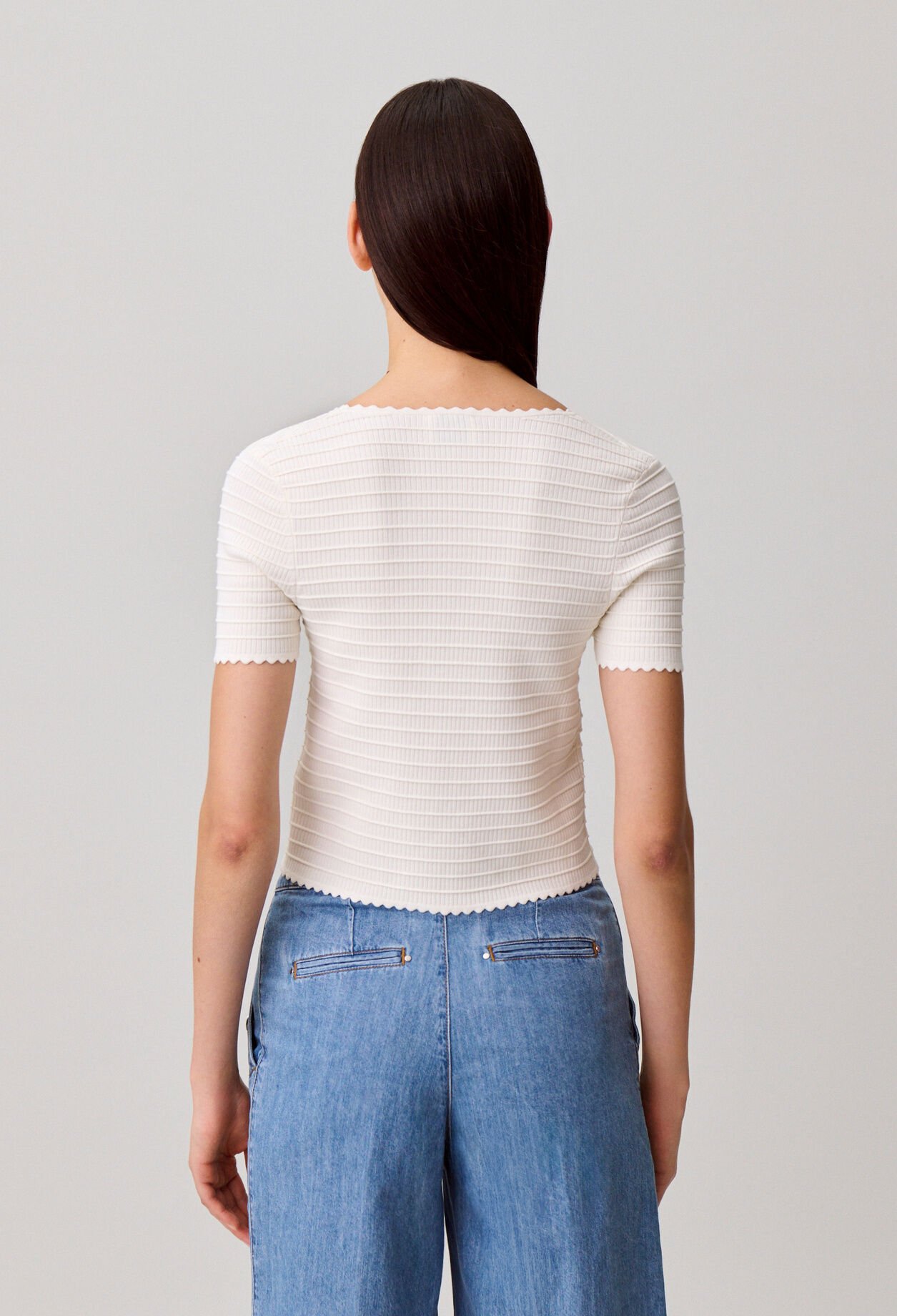 Gestreifter Kurzarmpullover