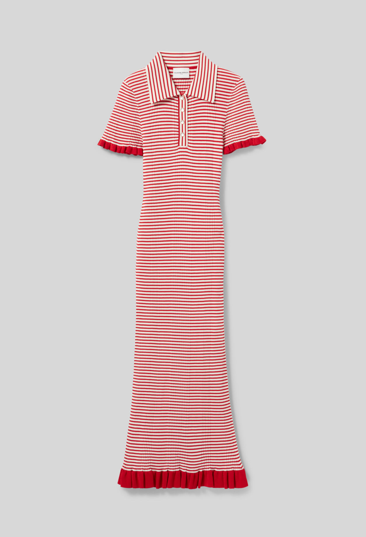 Langes gestreiftes Strickkleid