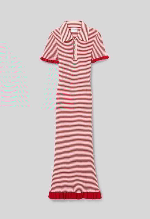 Langes gestreiftes Strickkleid