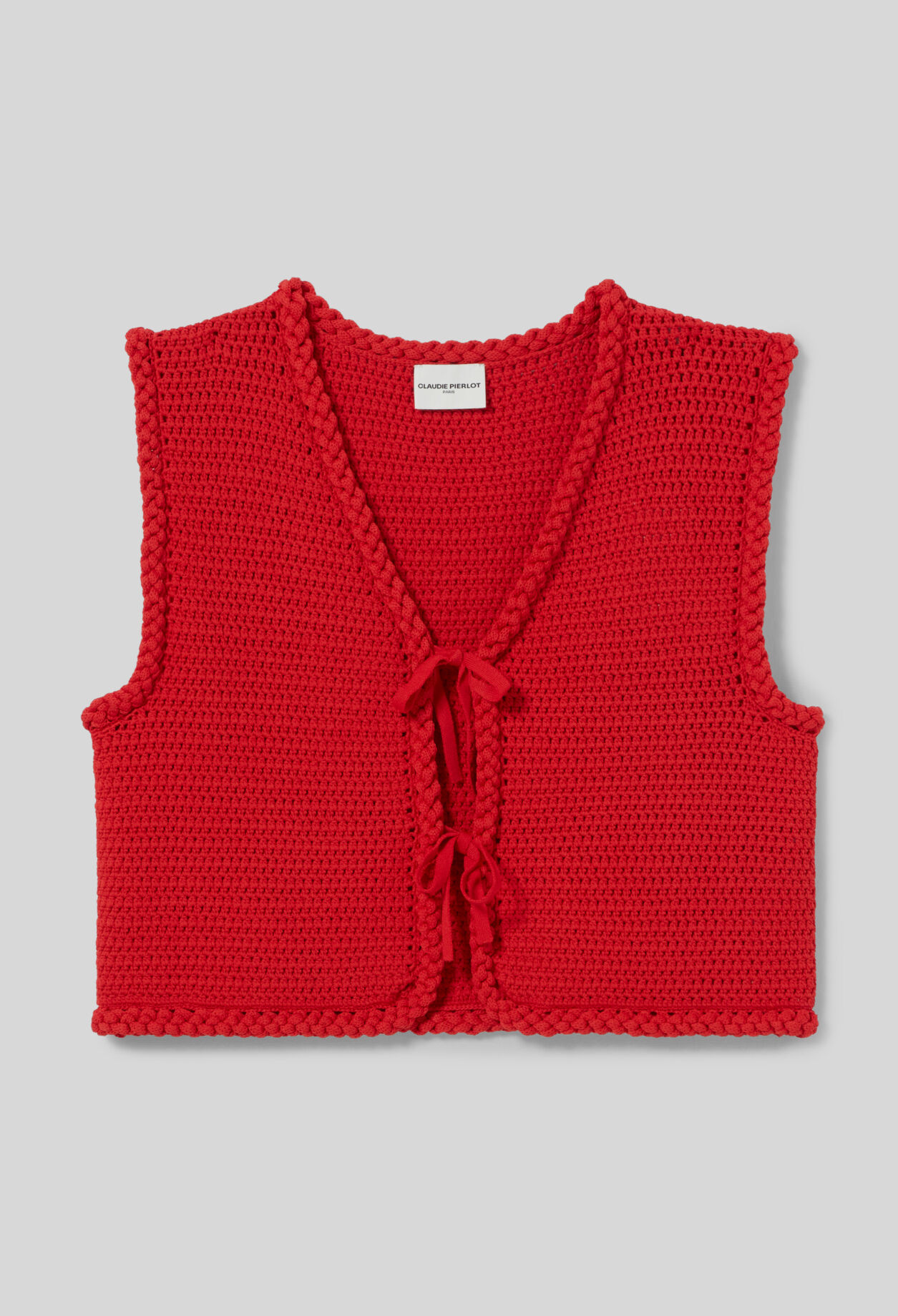 Ärmellose Häkelstrick-Cardigan