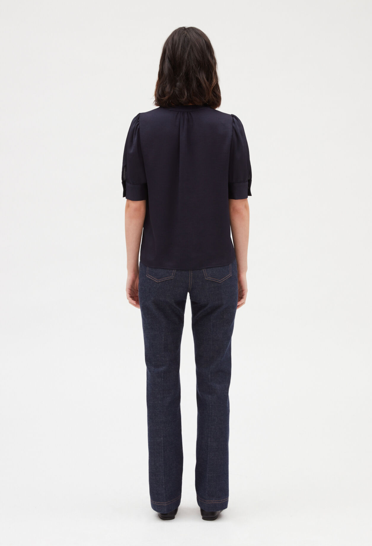 Kurzärmelige Bluse, marineblau