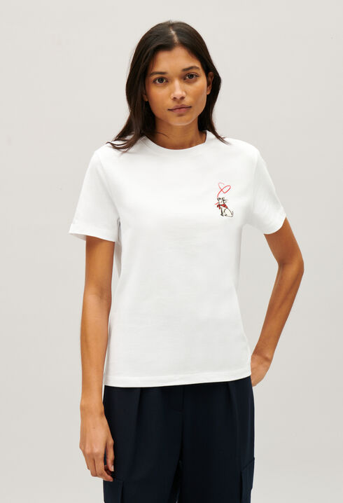 T-Shirt mit Jean Toto-Schriftzug Ecru