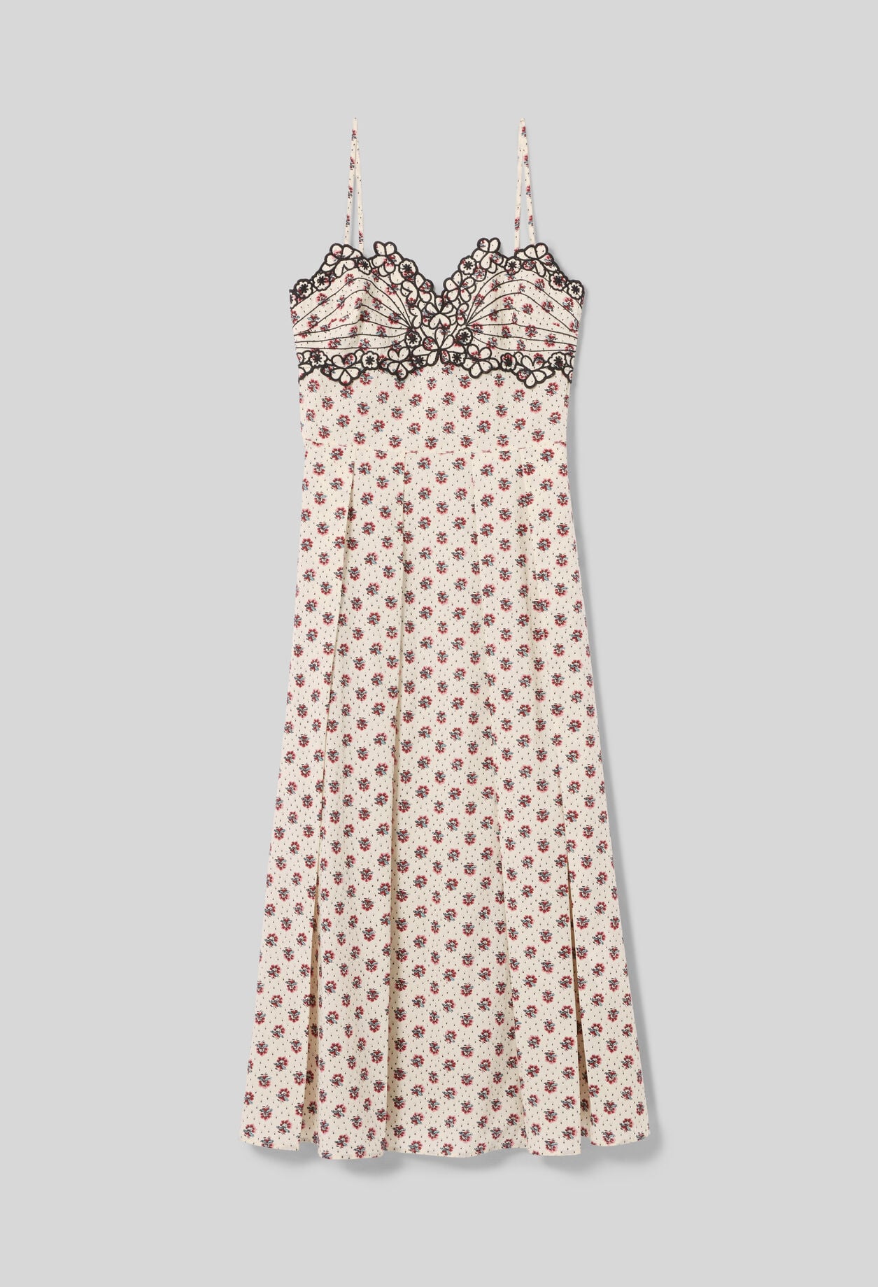 Bedrucktes Baumwollkleid Stickerei