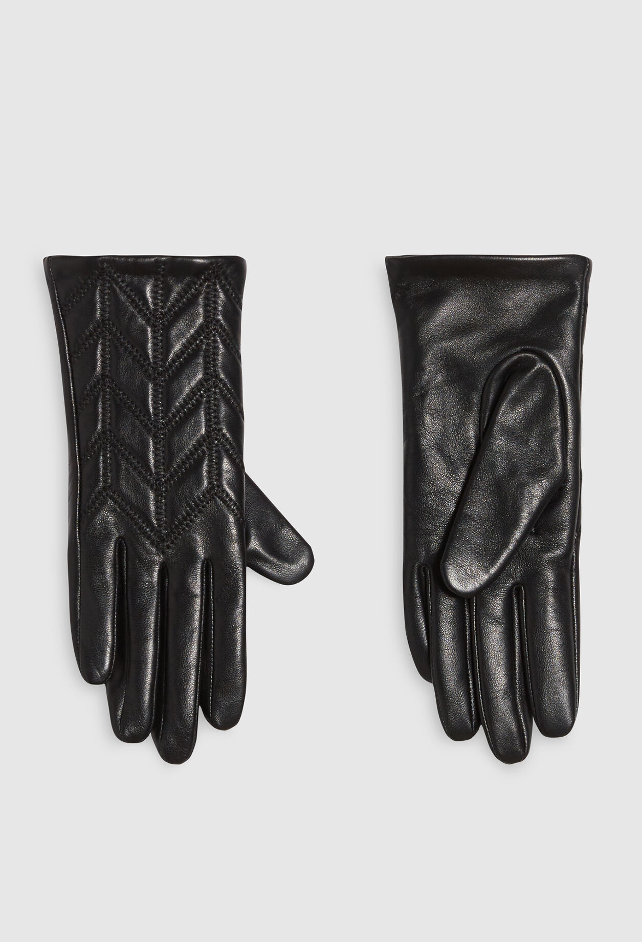 Handschuhe gestepptem Leder