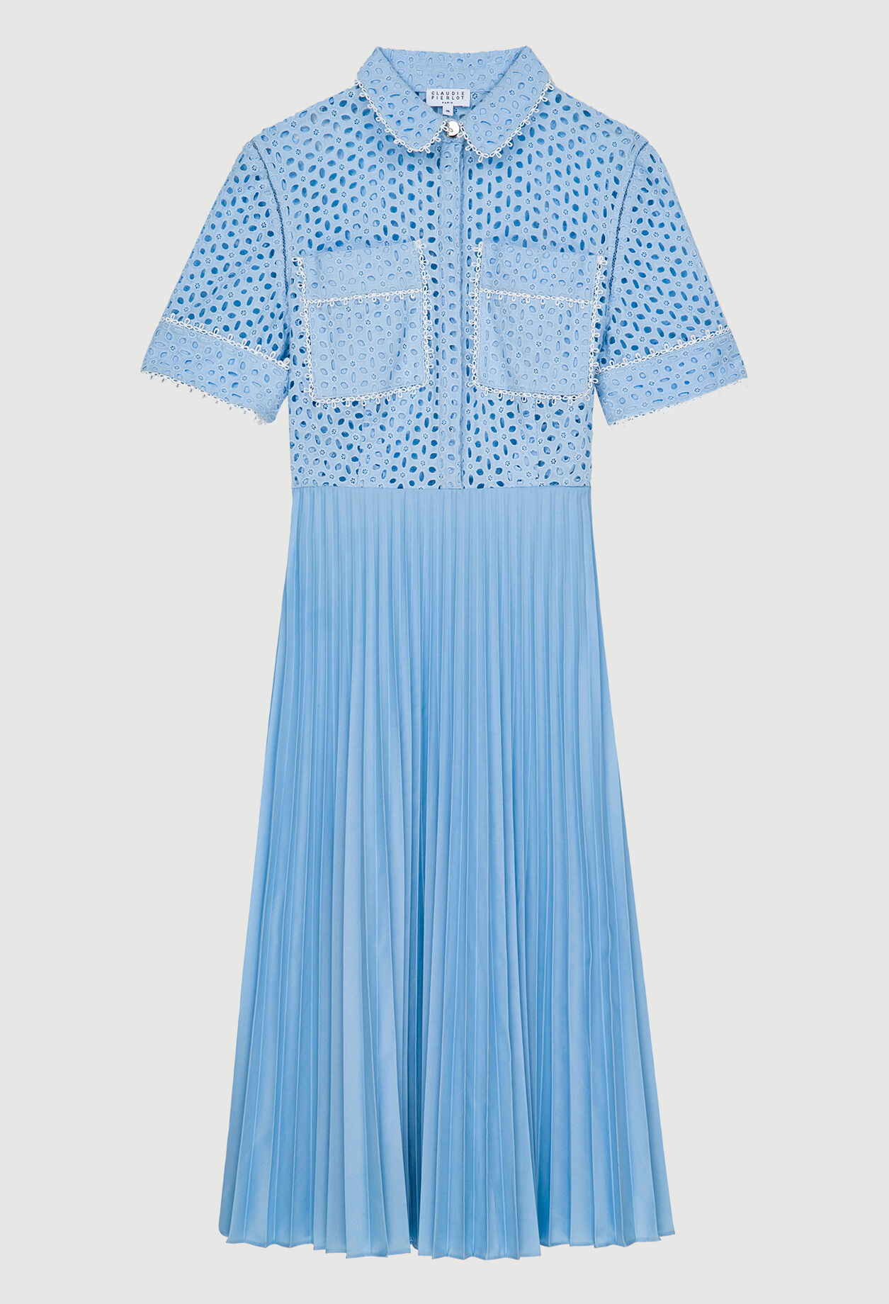Azurblaues Kleid plissiert