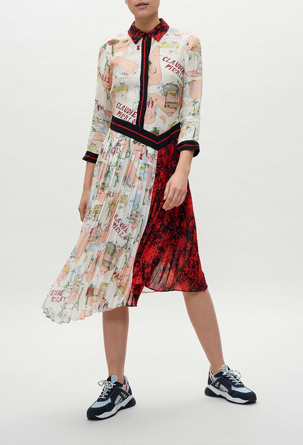 Bedrucktes mittellanges Kleid
