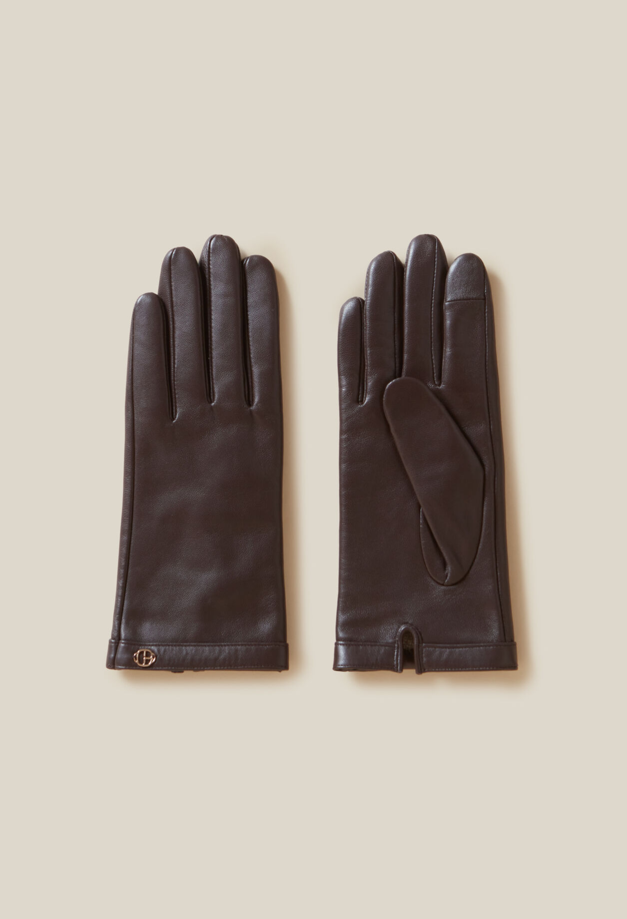 Braune Lederhandschuhe CP-Schnalle