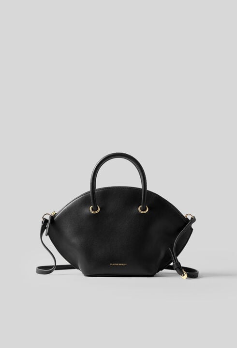 Glattledertasche mit Goldringen