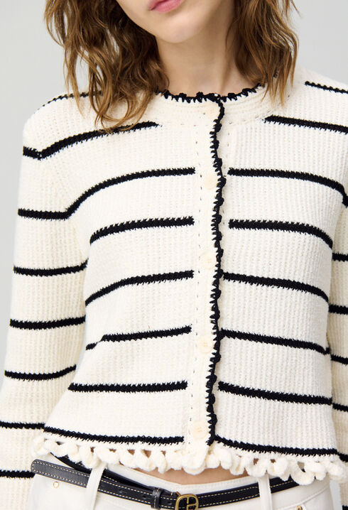 Feinstrick-Cardigan mit Streifen