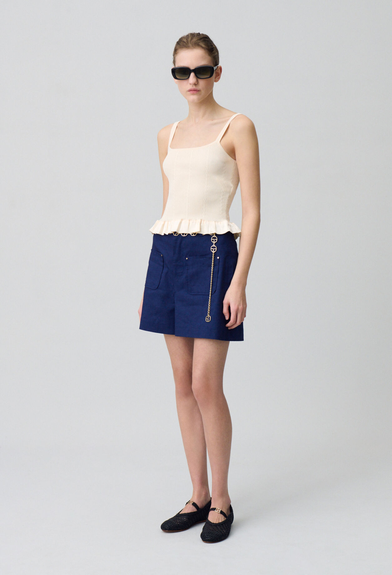 Satin-Top mit Rüschen