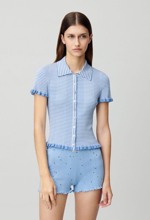 Gestreiftes Poloshirt mit Knöpfen