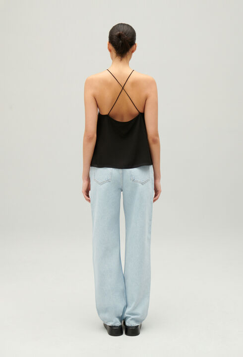 Bustier-Top mit Trägerbändern Schwarz
