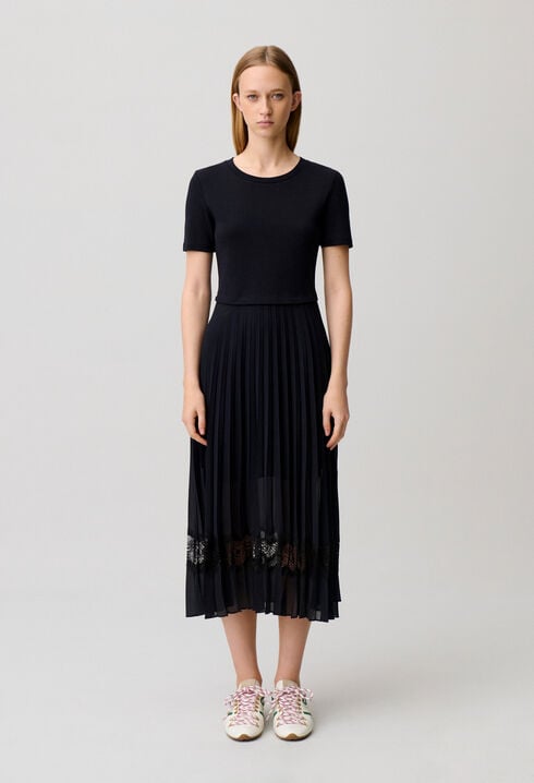 Zweifarbige Kleid in Schwarz und Marine