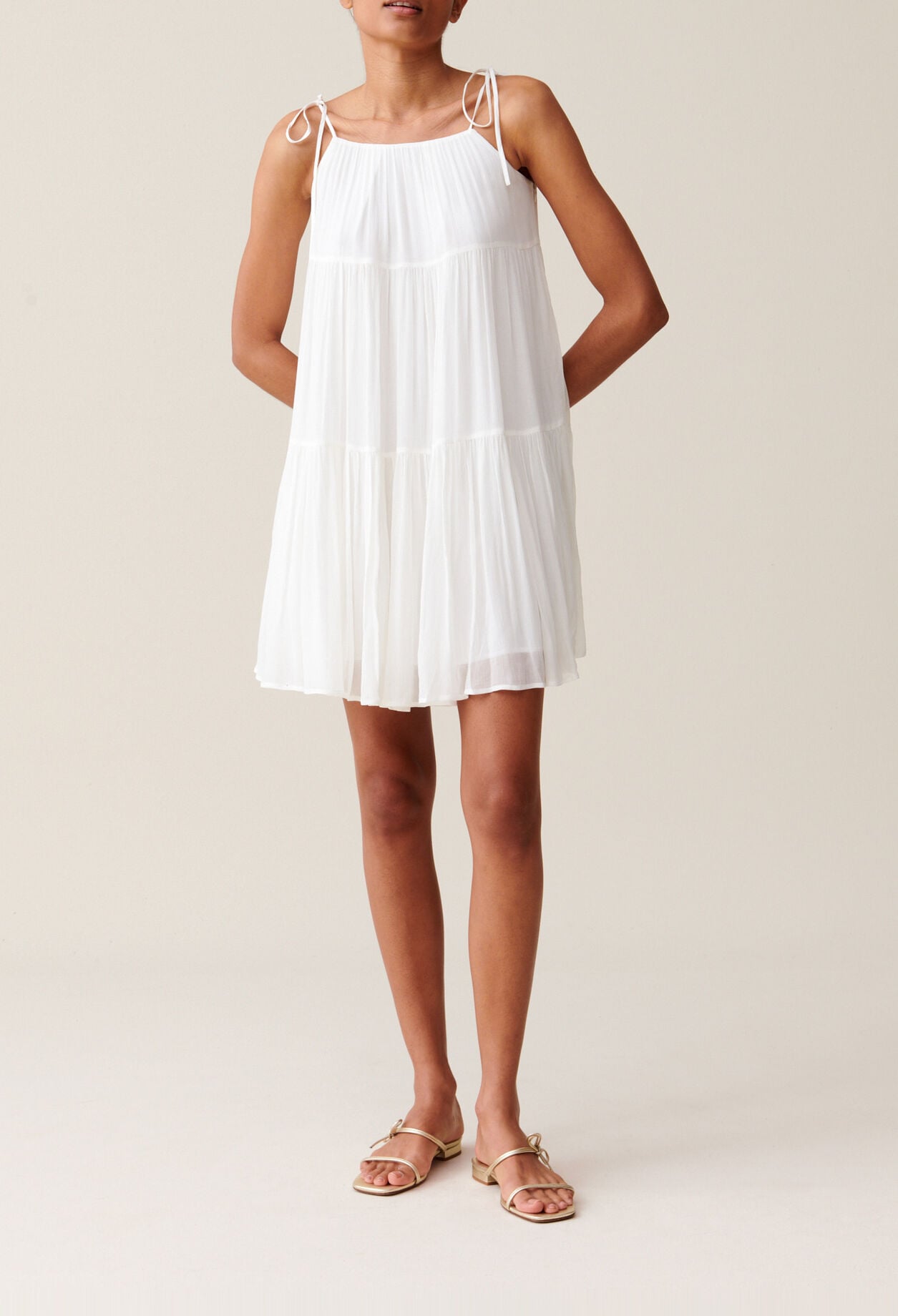 Babydoll-Kurzkleid in Ecru
