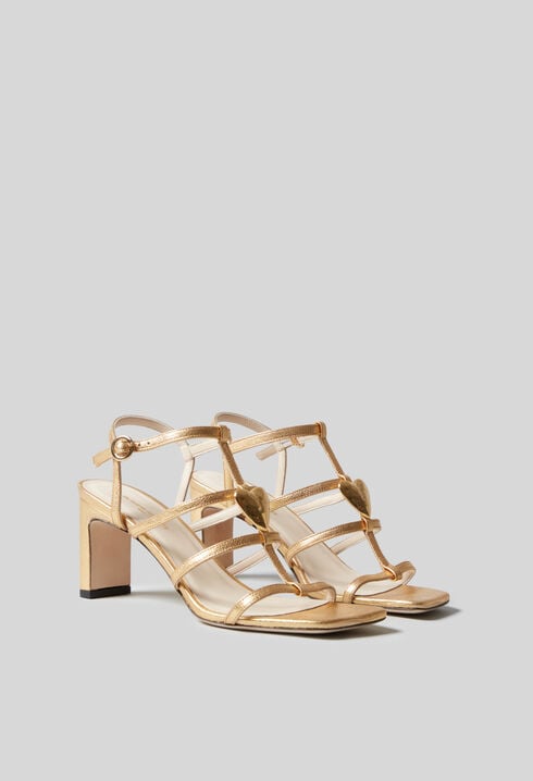 Leder-High-Heels Sandalen