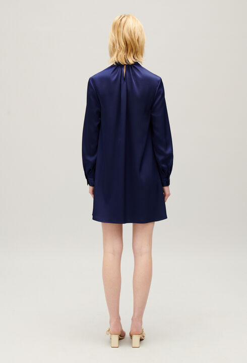 Kurzes Lavallière-Kleid Indigoblau