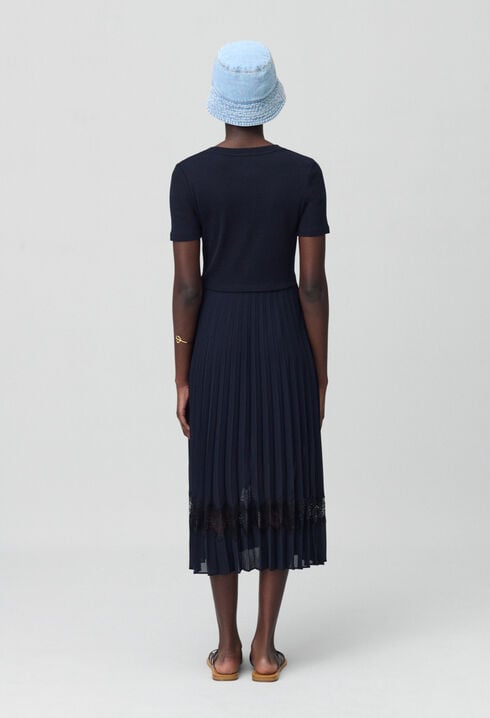 Zweifarbige Kleid in Schwarz und Marine 