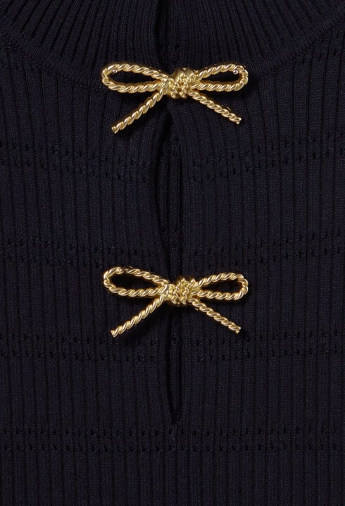 Langes Feinstrick-Kleid, Schleifen