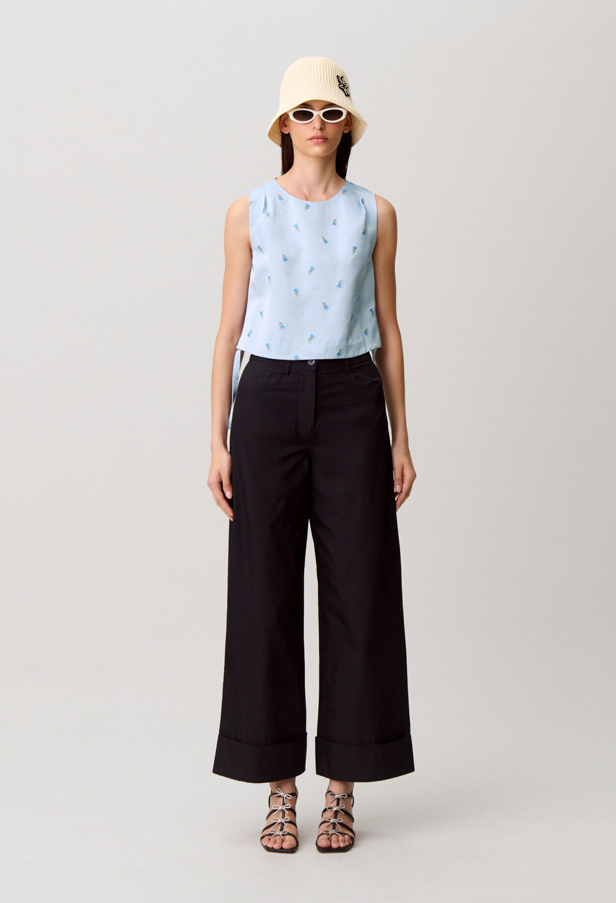 Besticktes Satin-Top