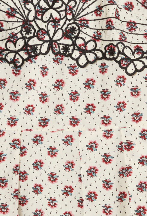 Bedrucktes Baumwollkleid Stickerei