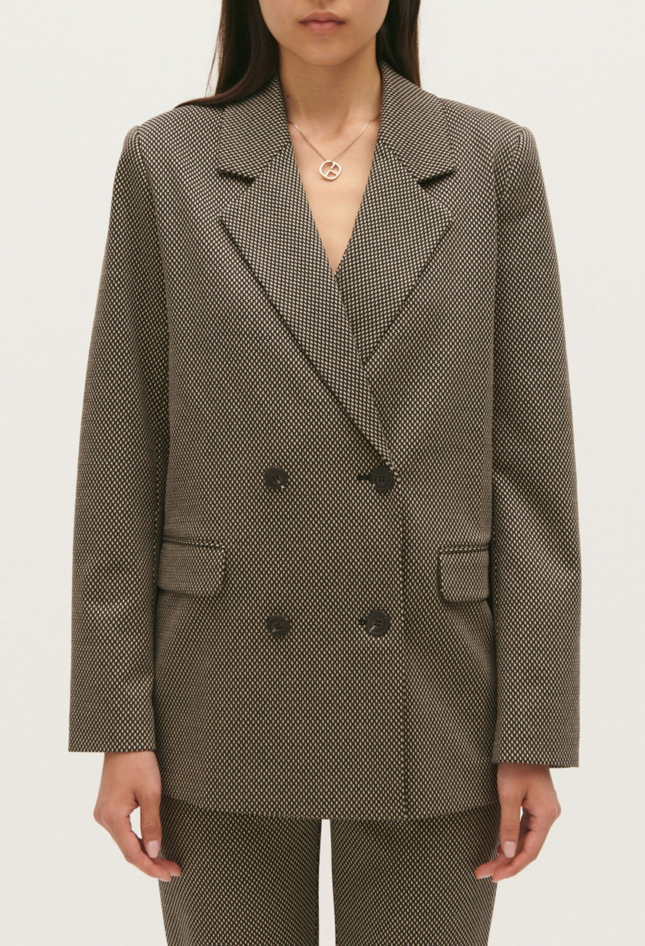 Schokoladenbrauner Hahnentritt-Blazer