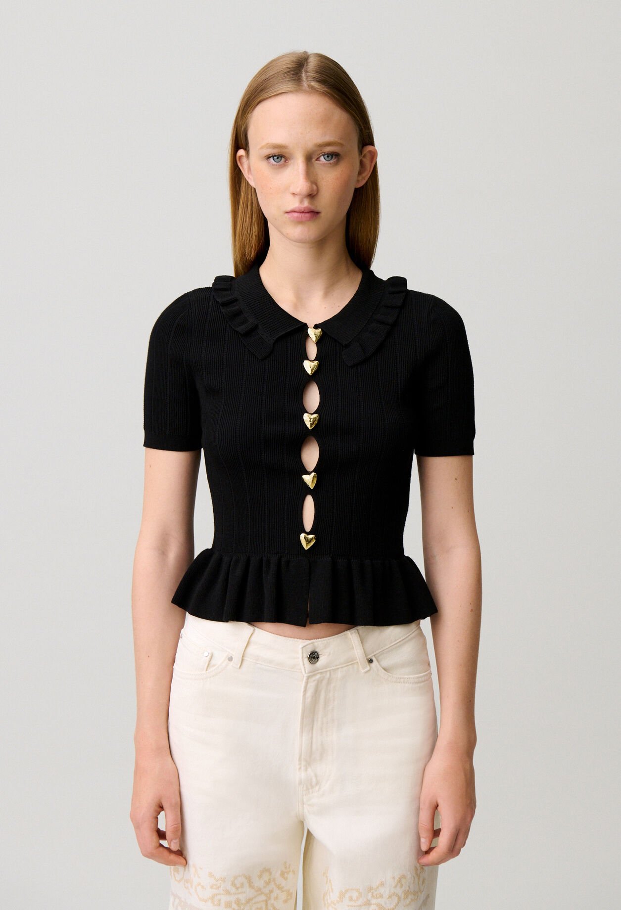 Top mit Herz-Ajourmuster