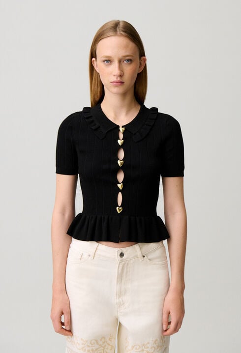 Top mit Herz-Ajourmuster