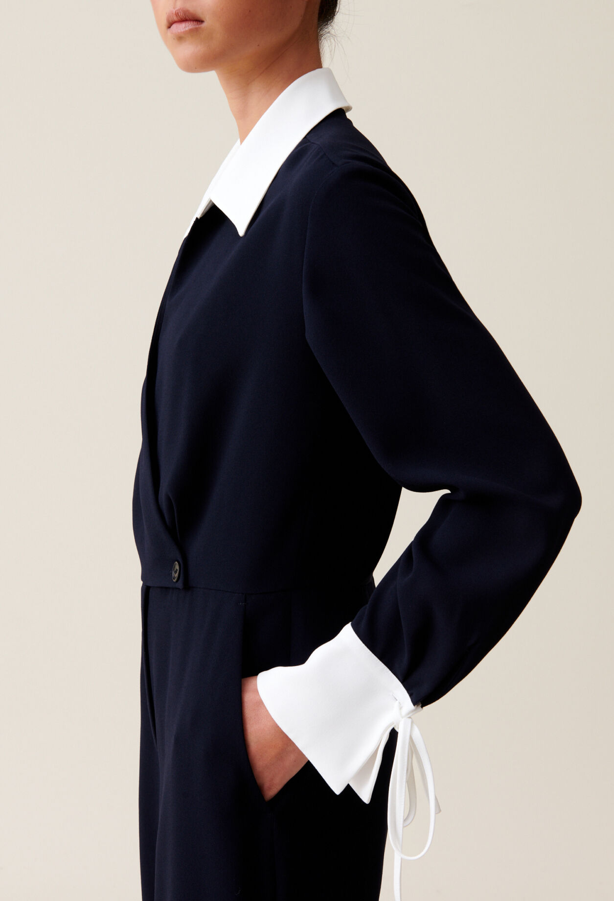 Jumpsuit zweierlei Stoffen Blau