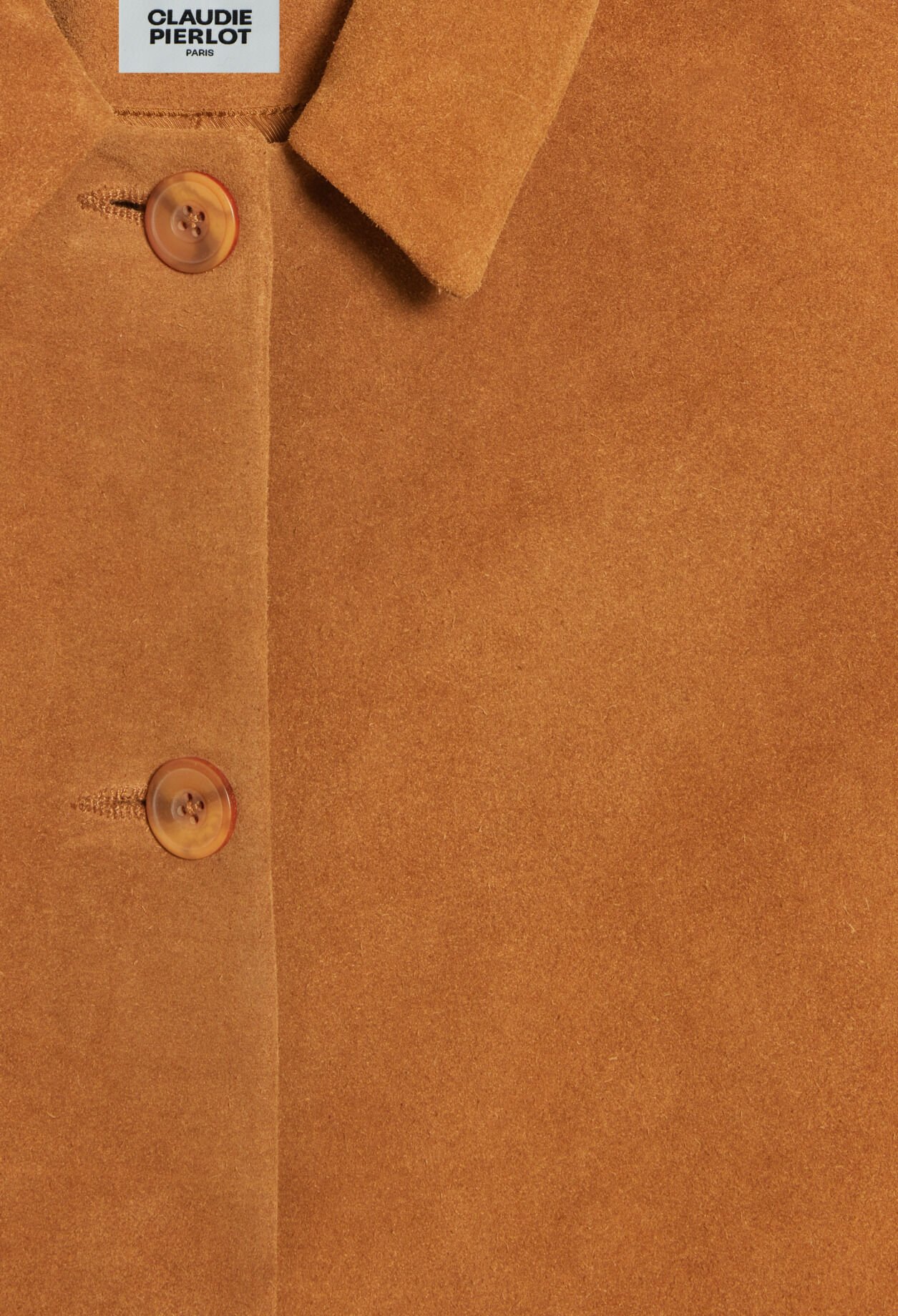 Gerader Mantel Suèdeleder Dunkelbeige