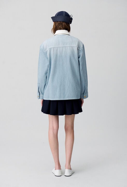 Gestreifte Gabardine-Denim-Jacke