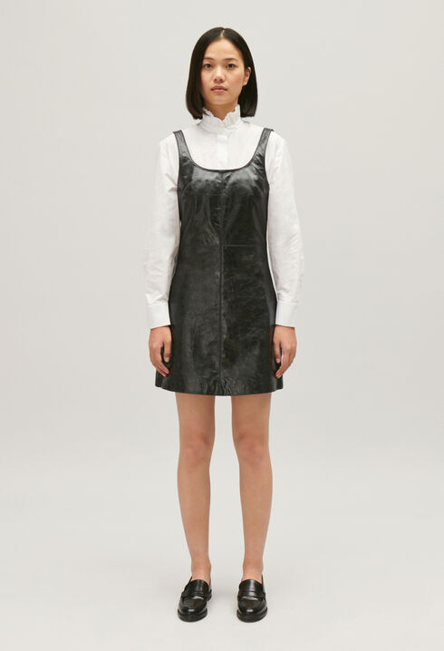 Kurzes Chasuble Kleid schwarzes Leder