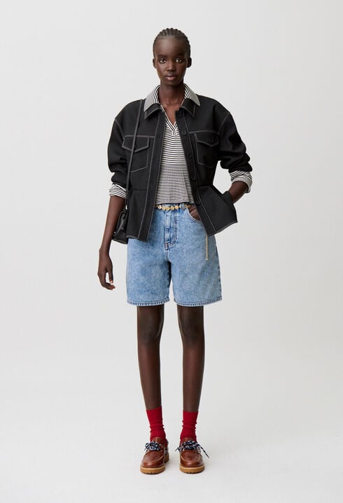 Denim-Shorts mit geradem Bein
