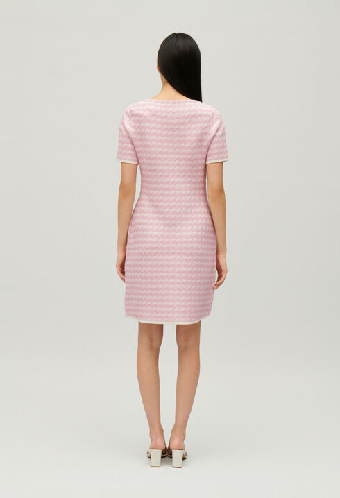 Kleid aus zweifarbigem Strick mit Spitze