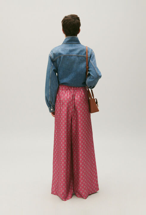 Satinierte Hose mit Printmuster