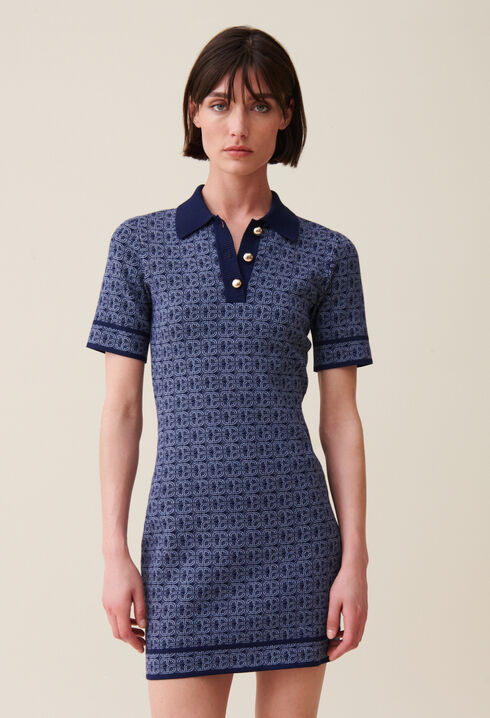Kurzes marineblaues Monogrammkleid