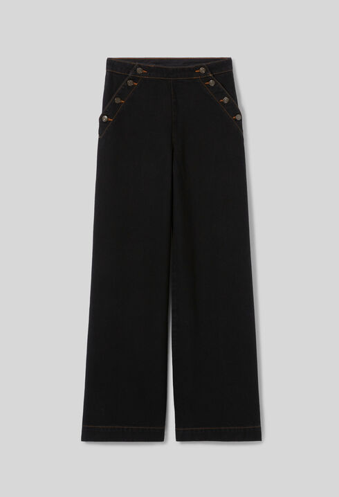 Schwarze Denim-Jeans mit Steg
