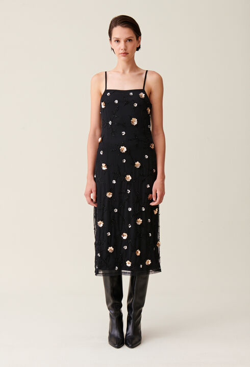 Langes fließendes Kleid Pailletten