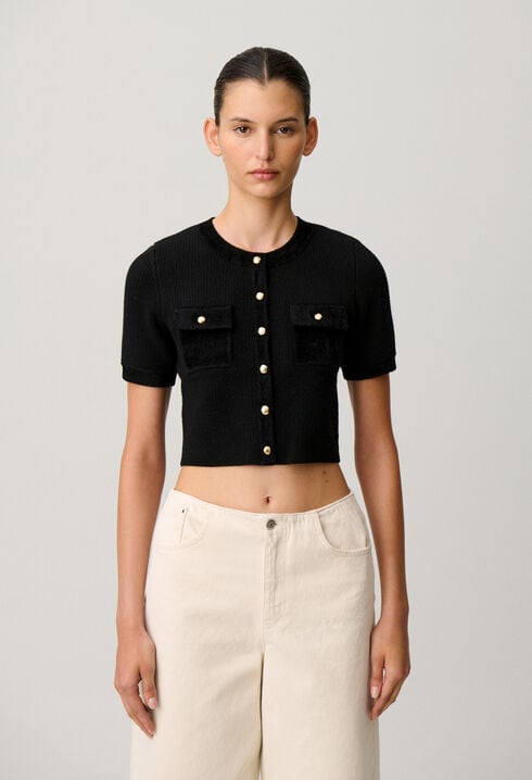 Strickjacke aus Samtstrick