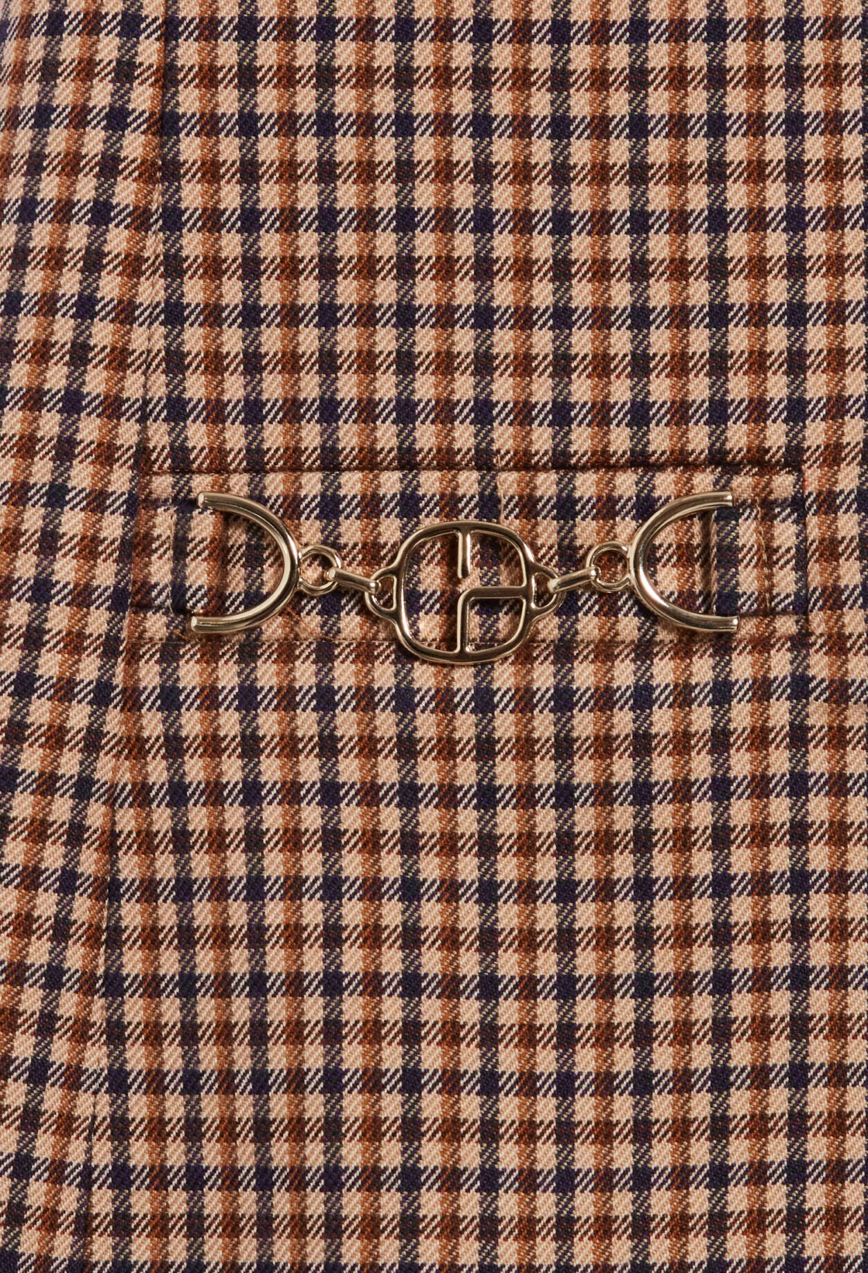 Kamelfarbenes kurzes Kleid mit Print