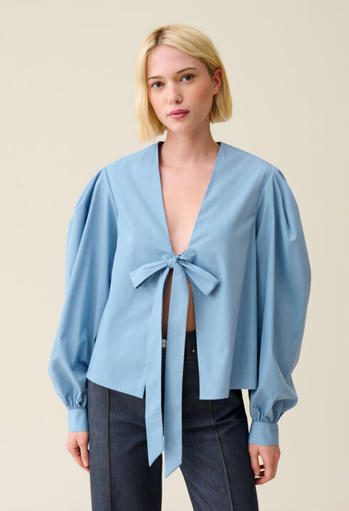 V-Ausschnitt Bluse zum Binden