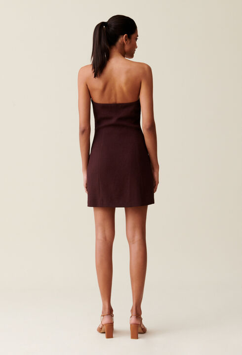 Trägerloses kurzes Kleid Cappucino