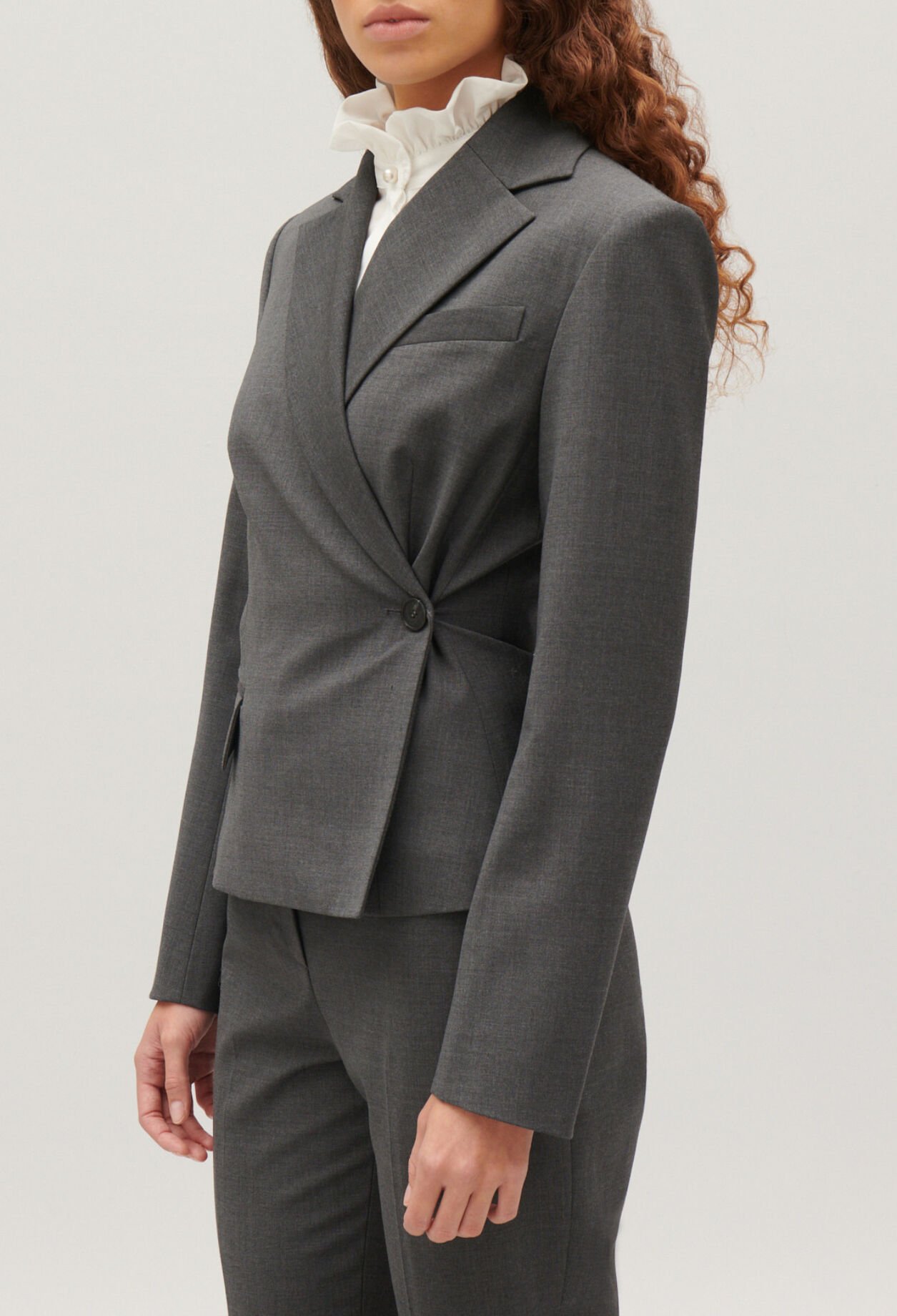 Blazer Wickeloptik grau meliert