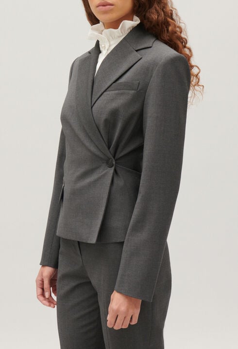 Blazer Wickeloptik grau meliert